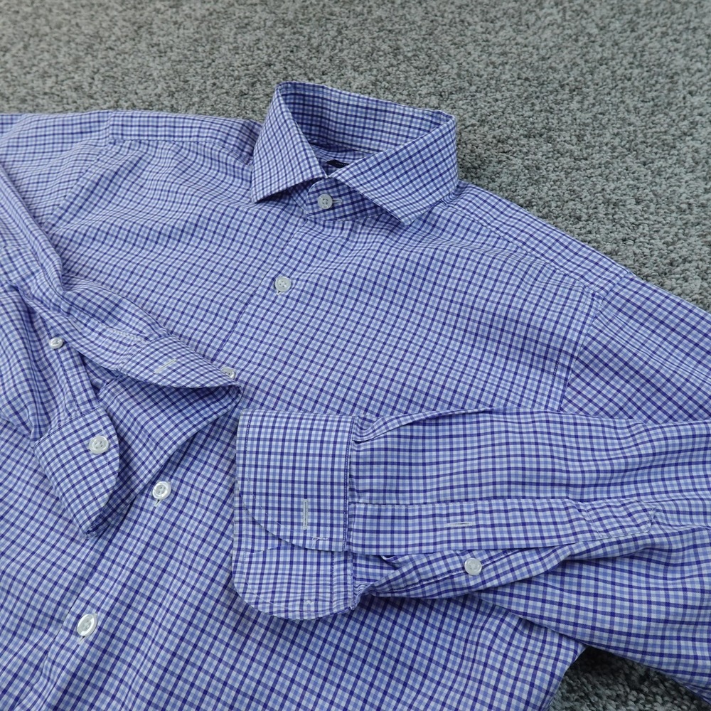 Proper Cloth Shirt Mens M Blue Gingham Long Sleeve Button Up Dress Casual Preppy